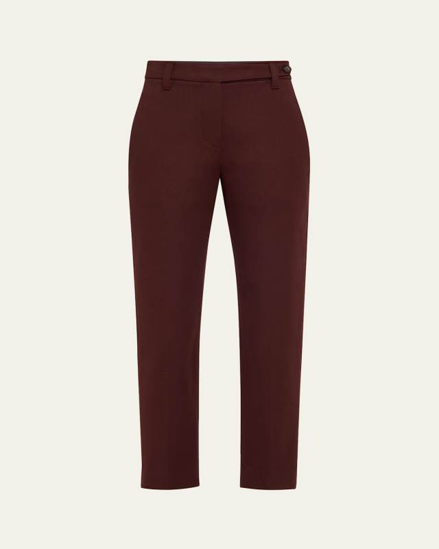 Cotton Twill Slim-Leg Ankle Pants